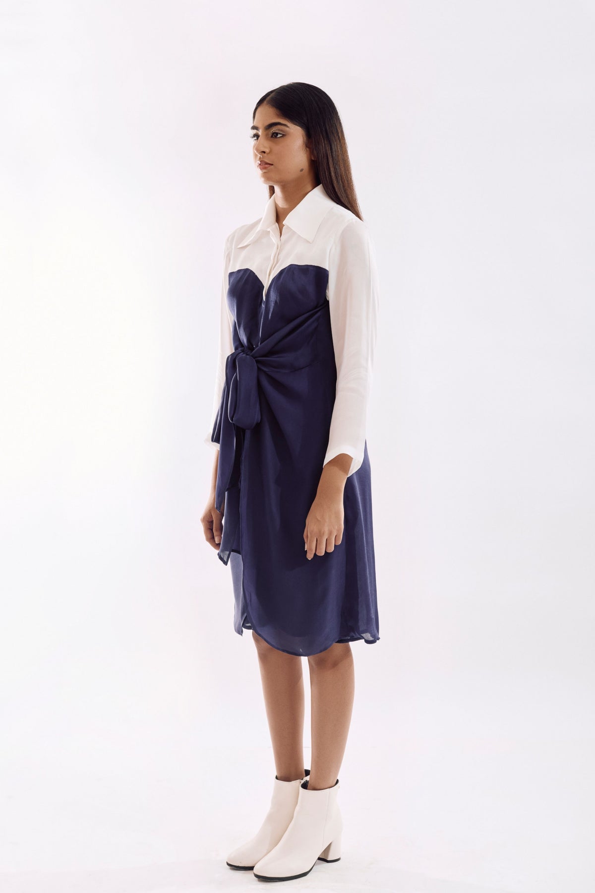 Indigo Half Tie Dress