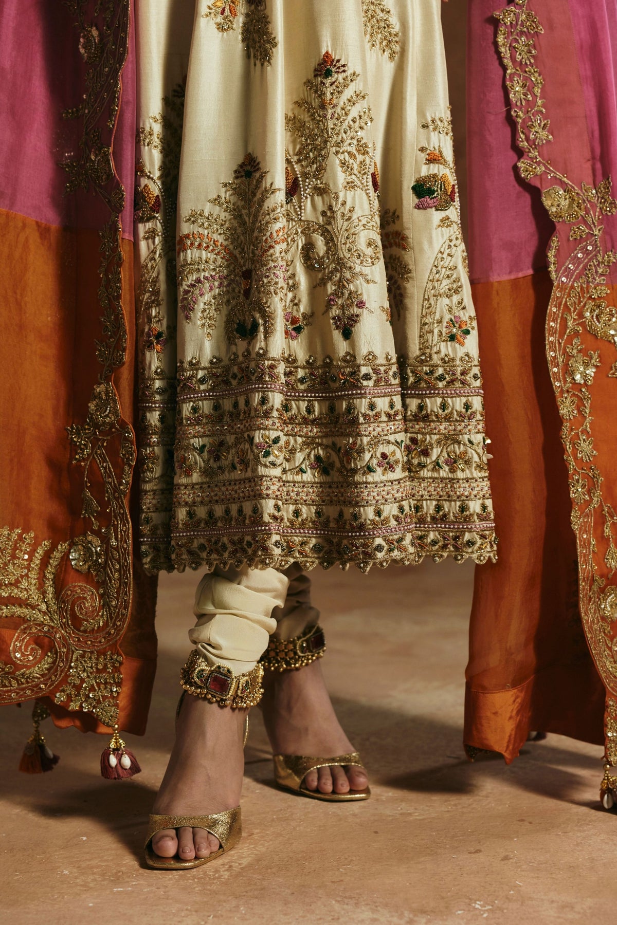 Ivory Zardozi Anarkali Set