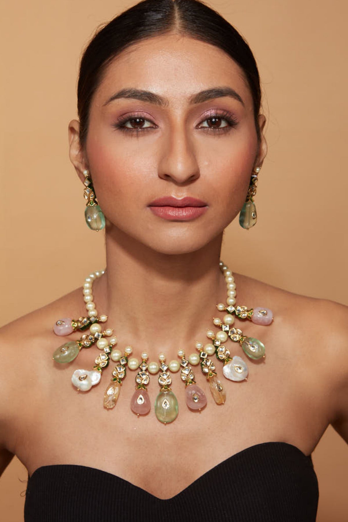 Inaayat Gold Plated Multicolored Kundan Polki Necklace Set