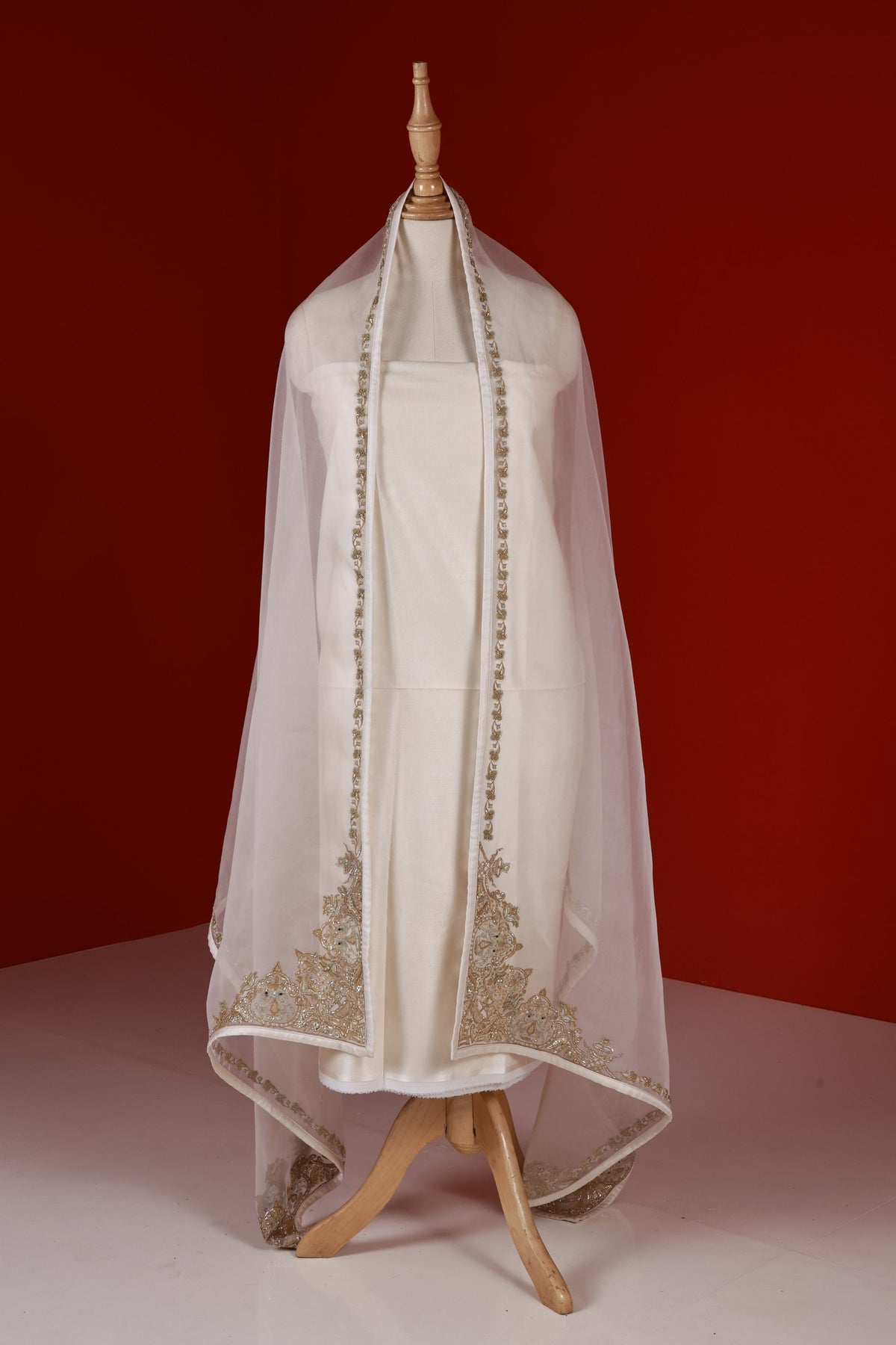 Ivory Embroidered Dupatta