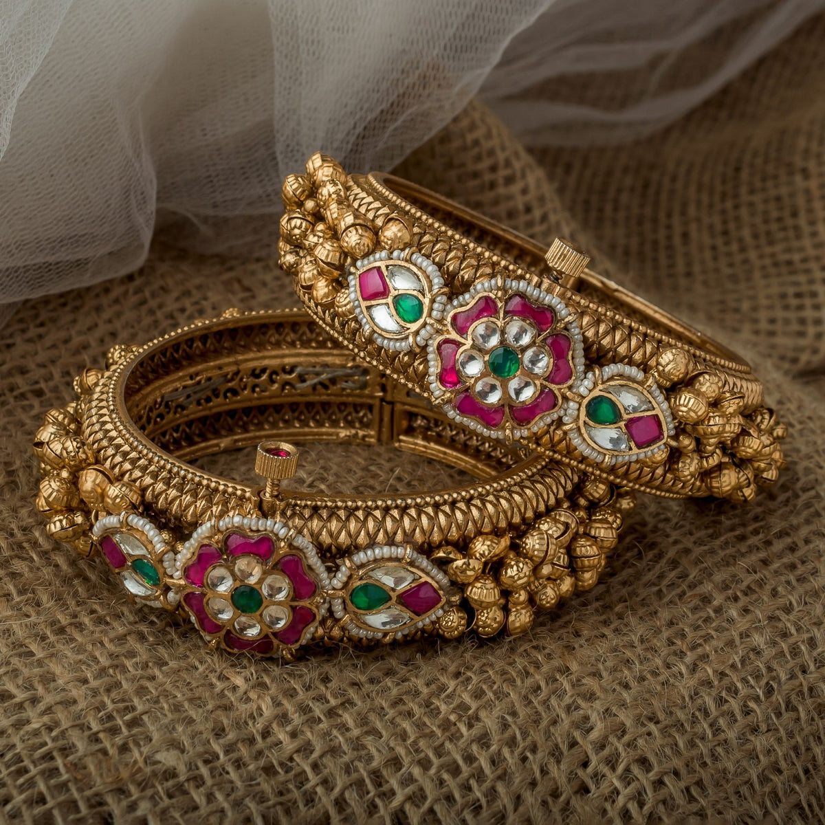 Gold Plated Pink Womens Bangles