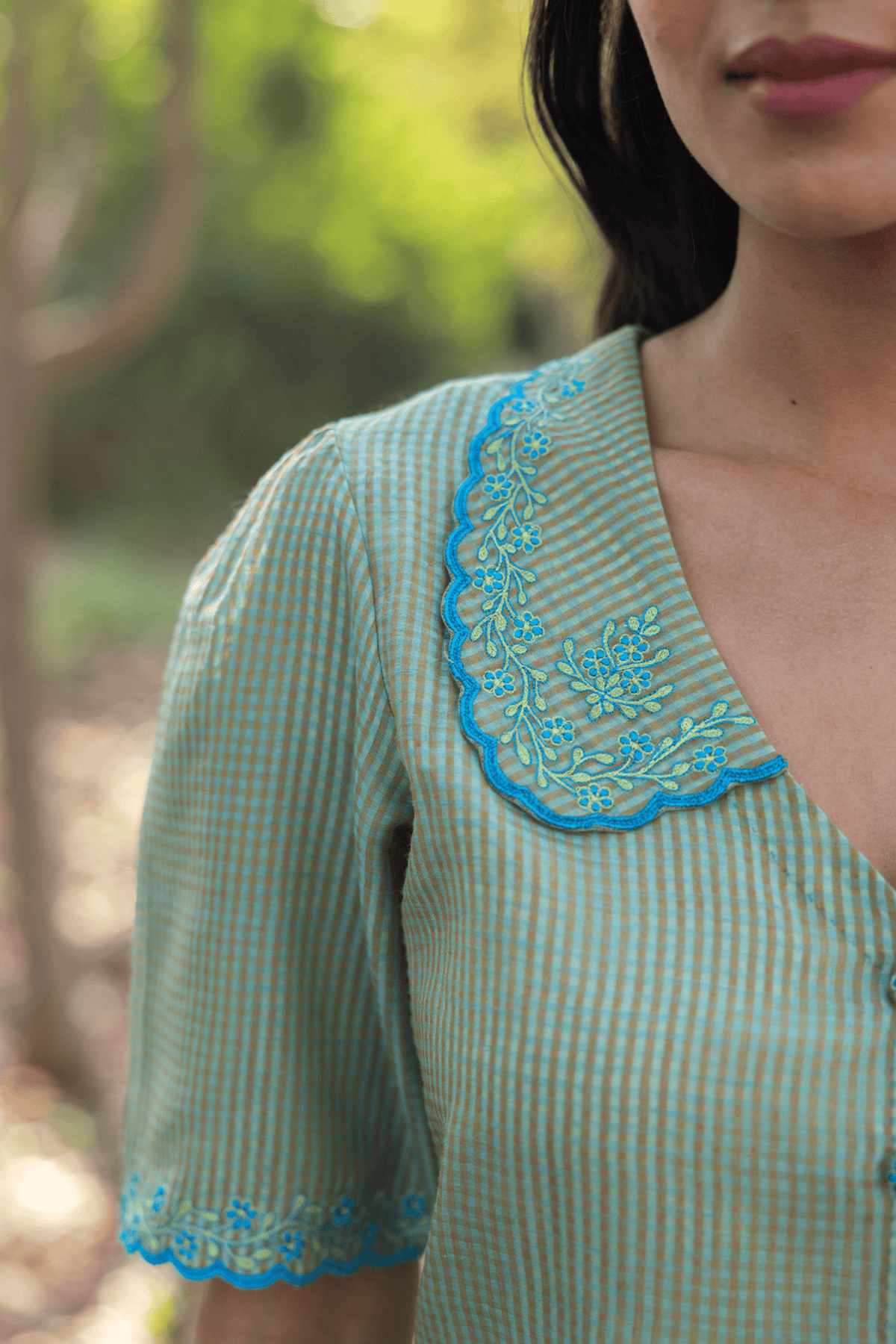 Sweet Caress Embroidered Green Blouse