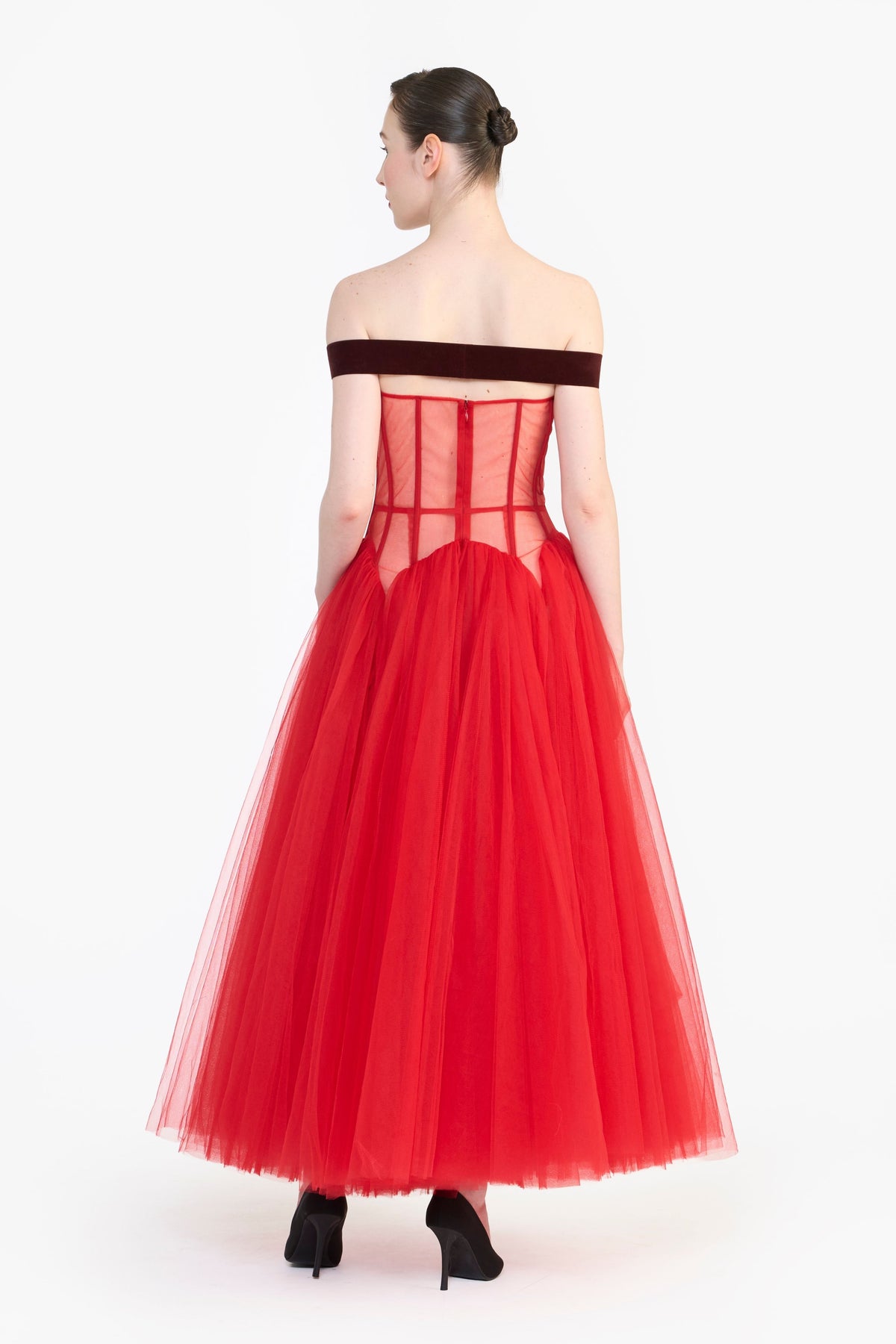 Drop Waisted Corseted Midi Dress