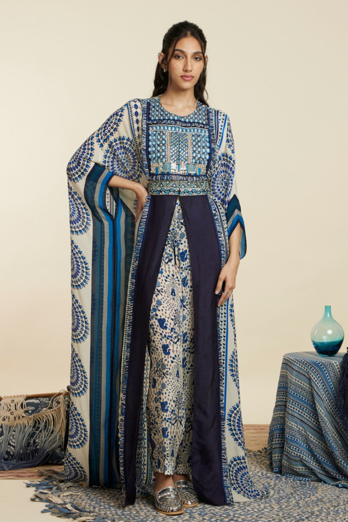 Blue Big Butta Kaftan Set