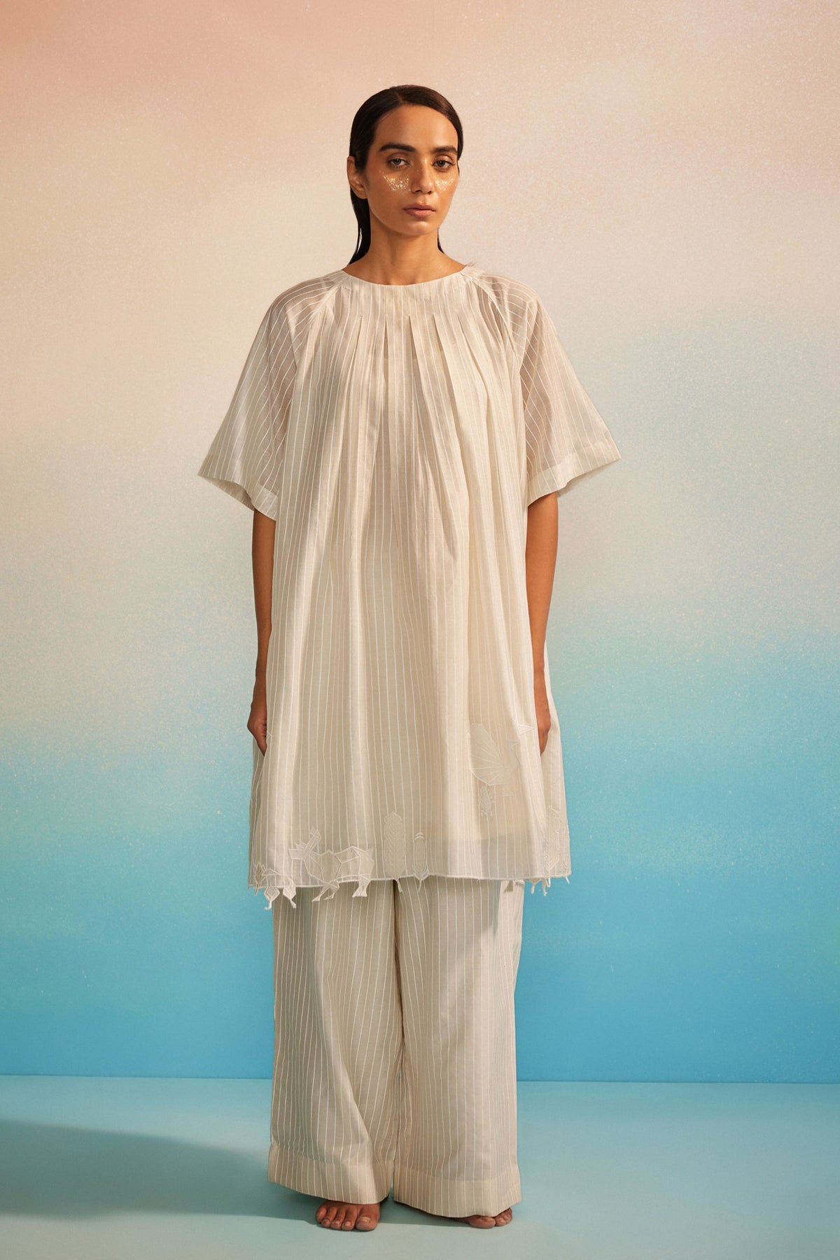 Orihime Box Pleat Appliqué Kurta Set