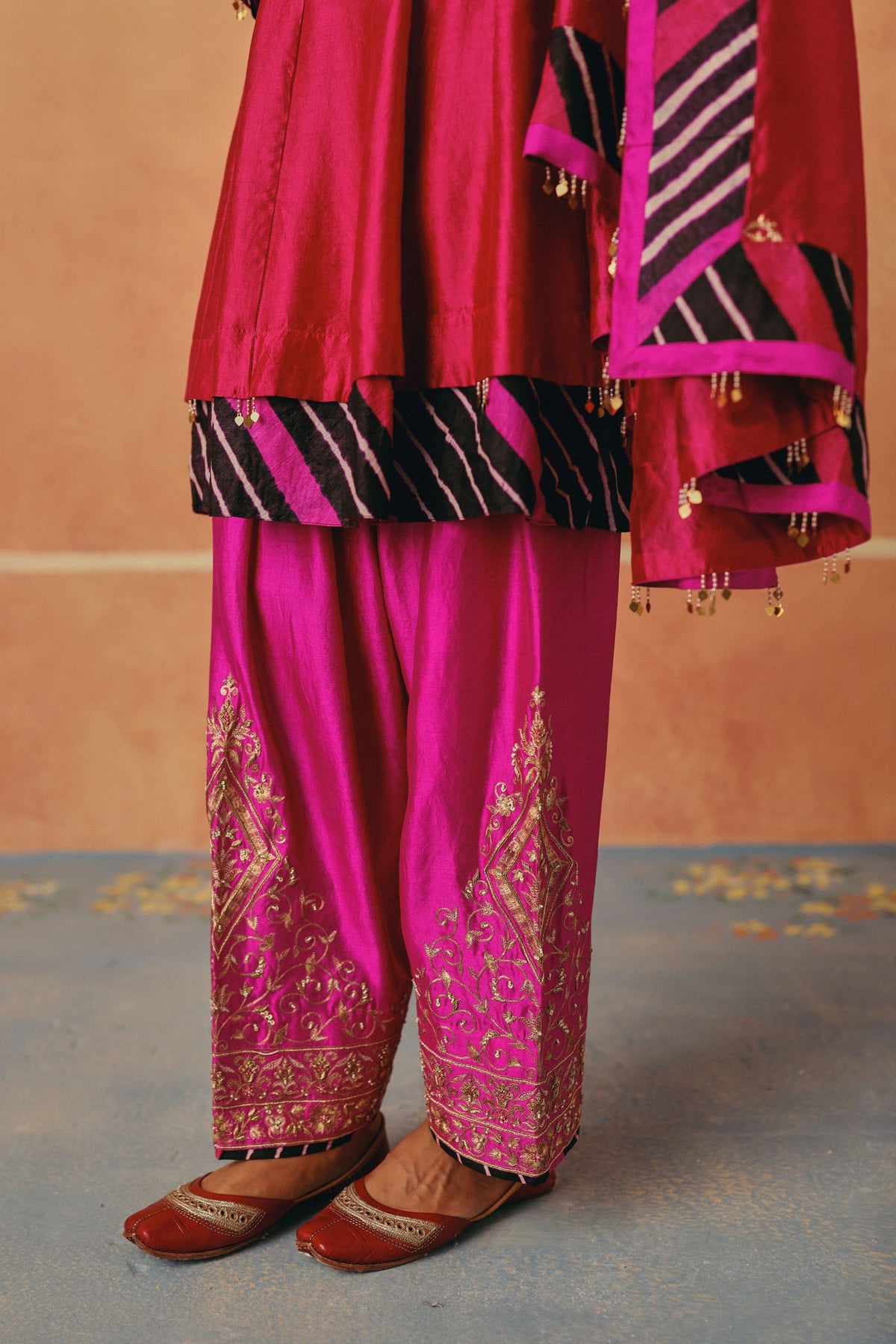 Red Rani Short Anarkali Set