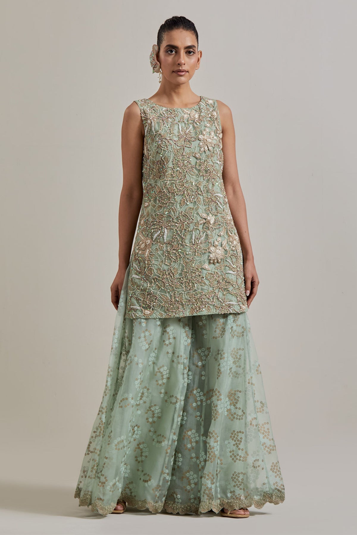 Green Sharara Set