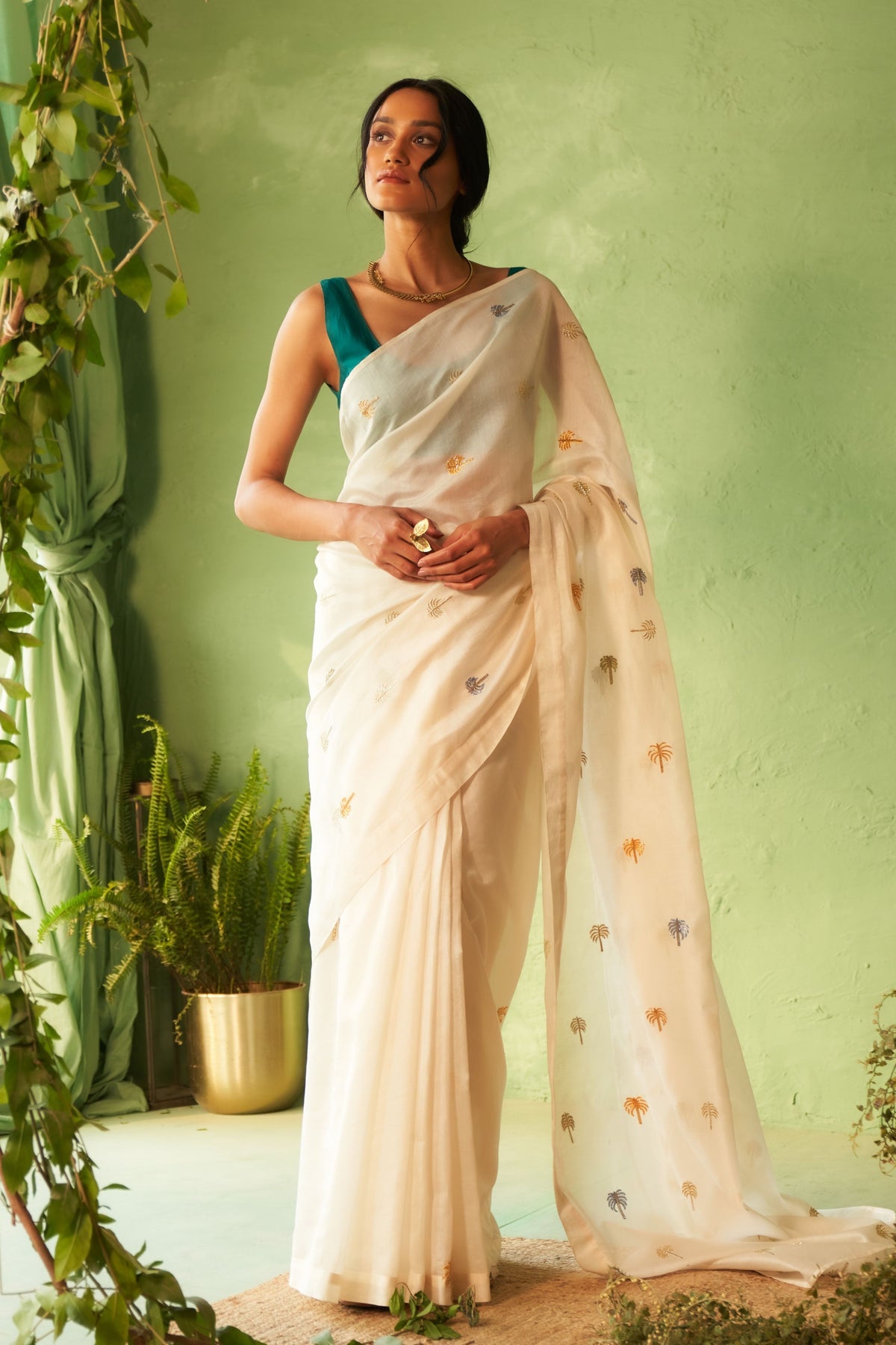 Peacock Green Saree Set