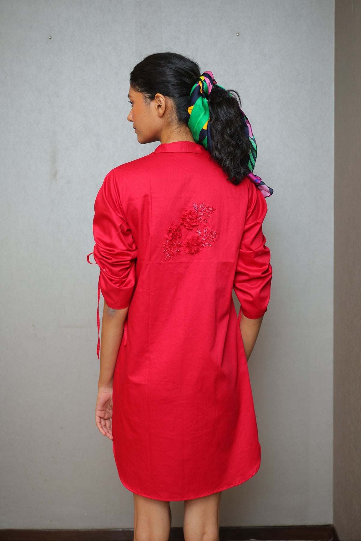 Poppy Parade Drawstring Red Dress