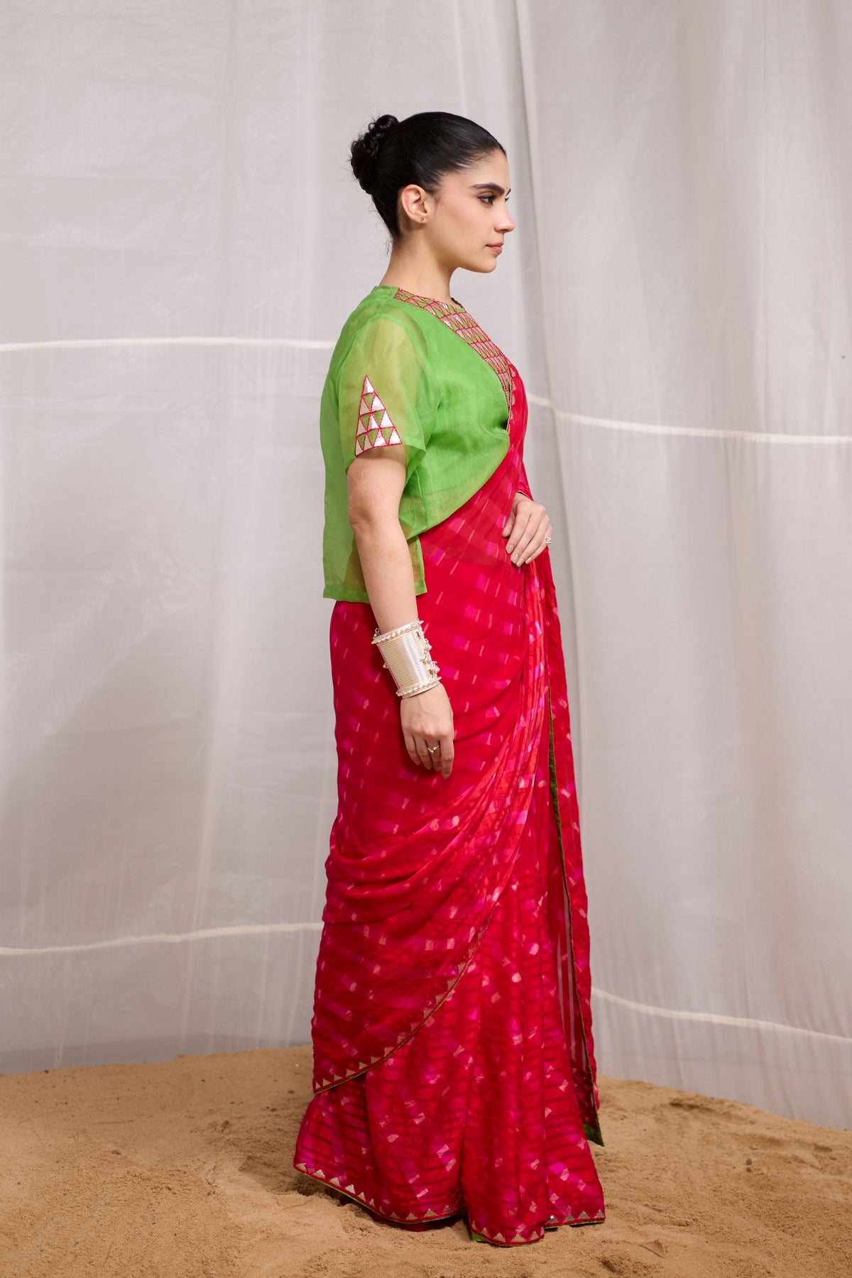 Red Ret Saree Set