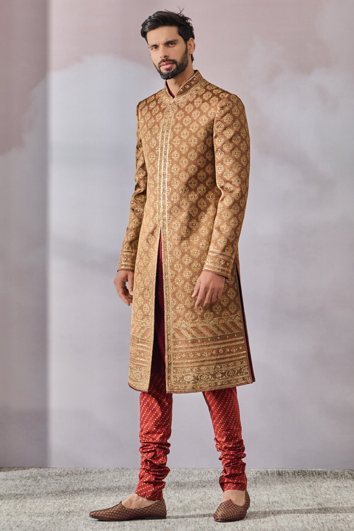 Phulkari Inspired Printed Sherwani Set