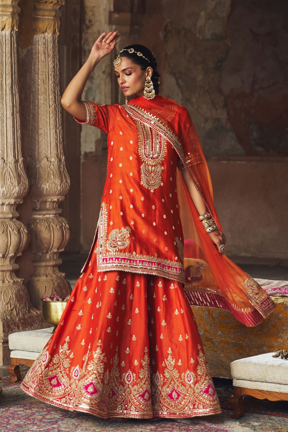 Areesha Orange Sharara Set