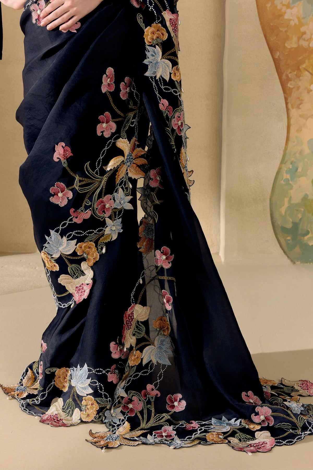 Black Fleur Saree