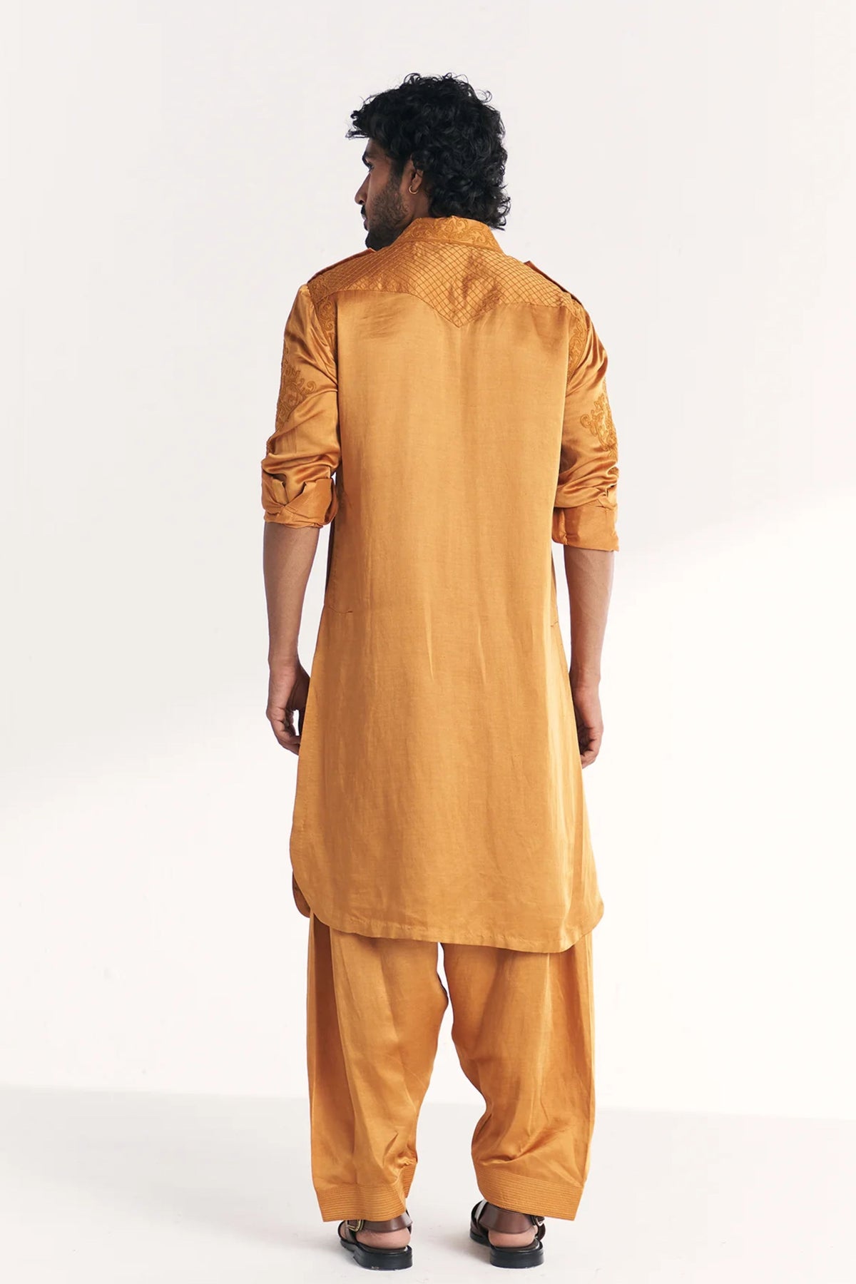 Nazir Mustard Pathani Kurta Set