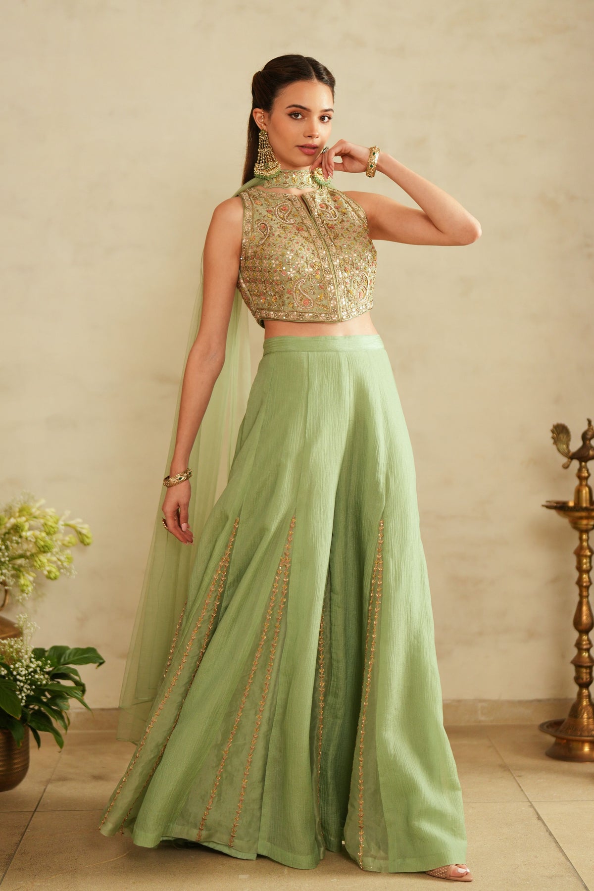 Aqua Green Kali Sharara Set