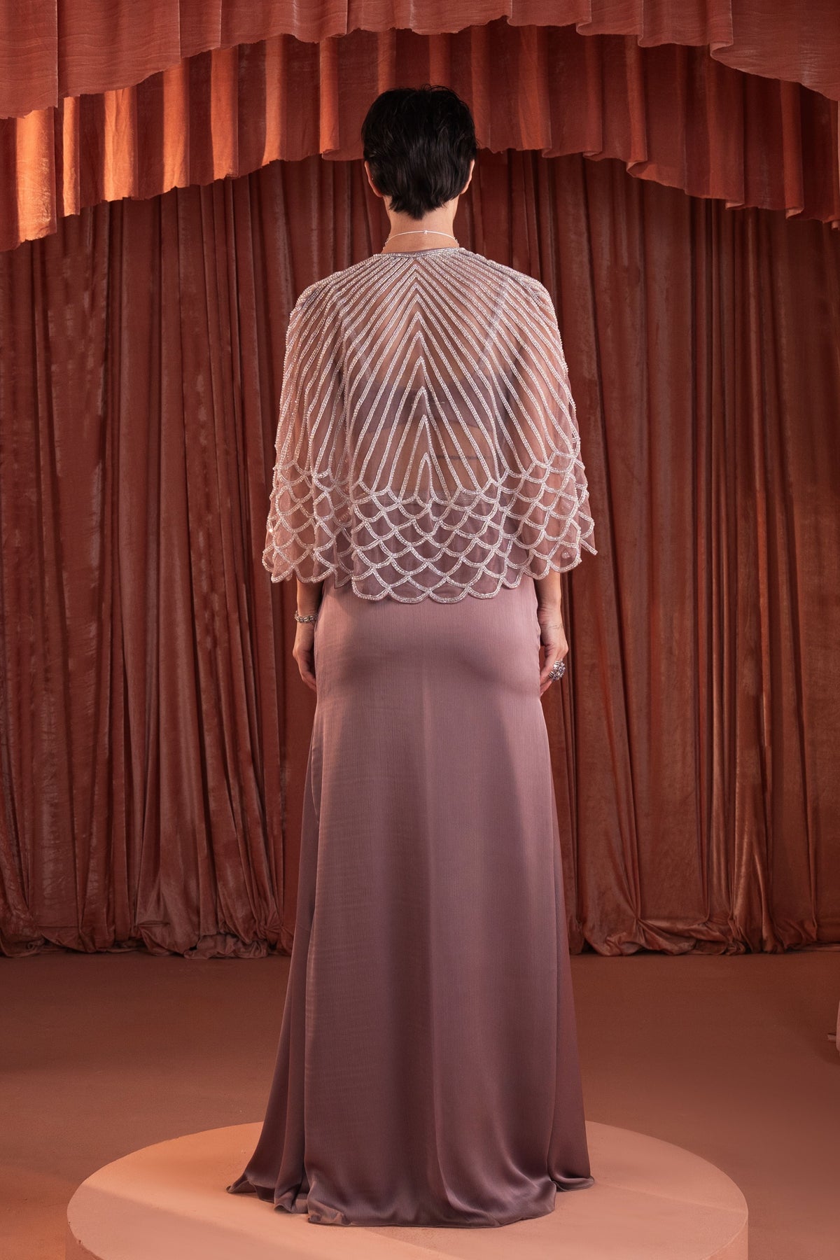 Purple Beaded Cape Set