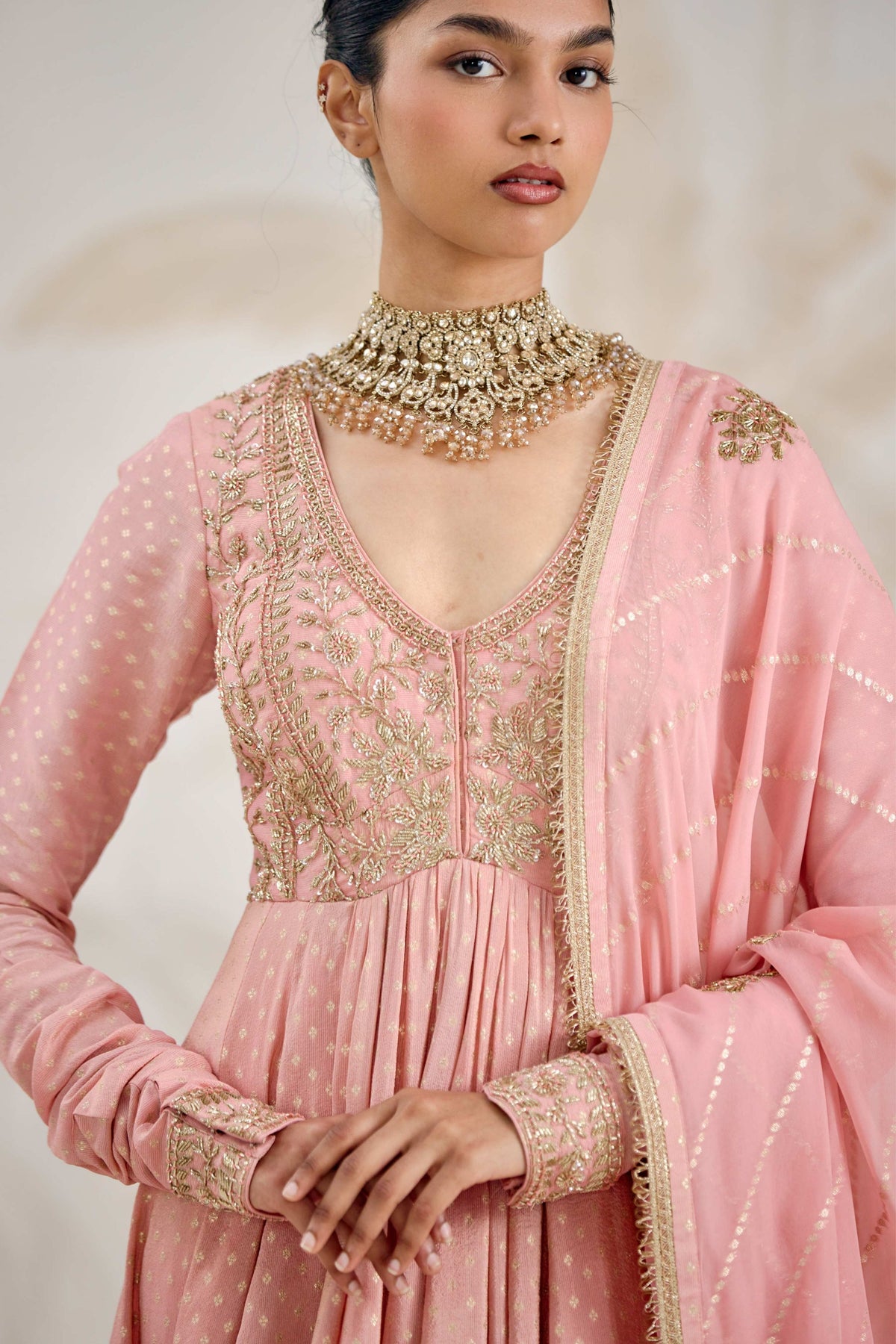 Old Rose Pink Anarkali Set