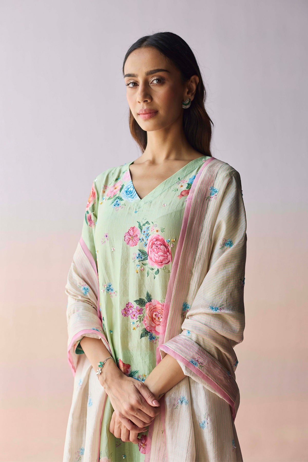 Kindred Petals Green Kurta and Pants