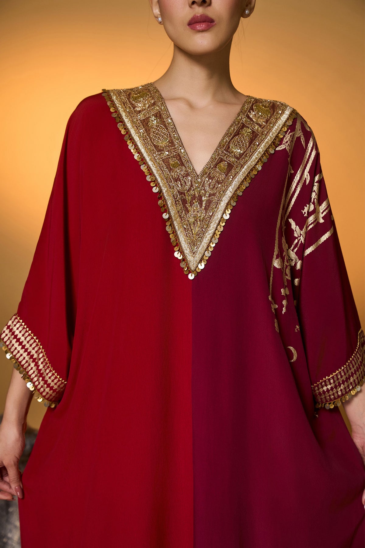Red Plum Moonlight Melody Kaftan