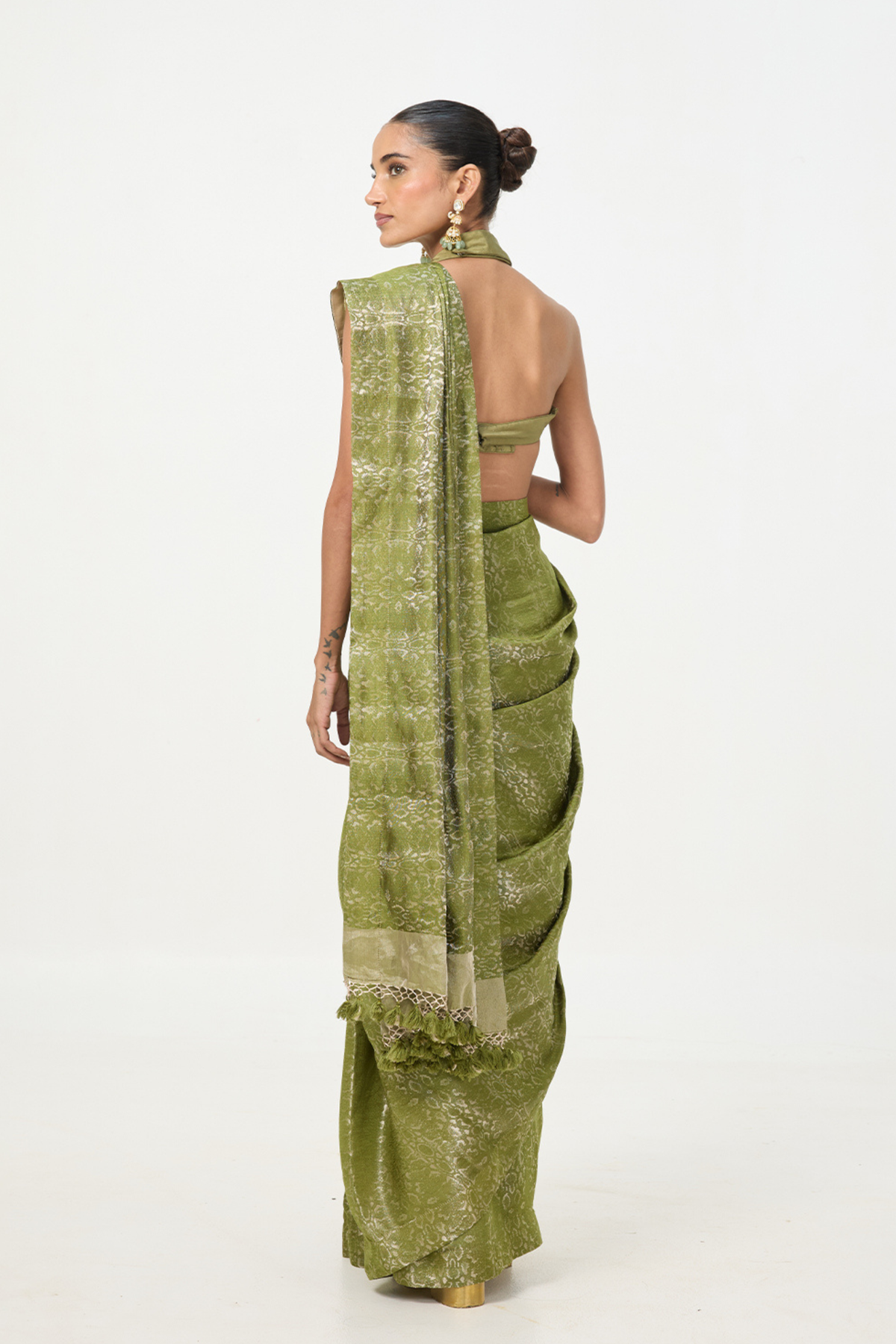 Sage Green Tissue Saree