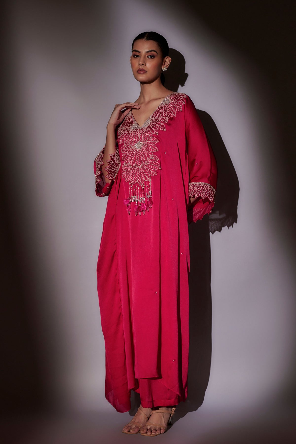 Rani Pink Long Kaftan Set