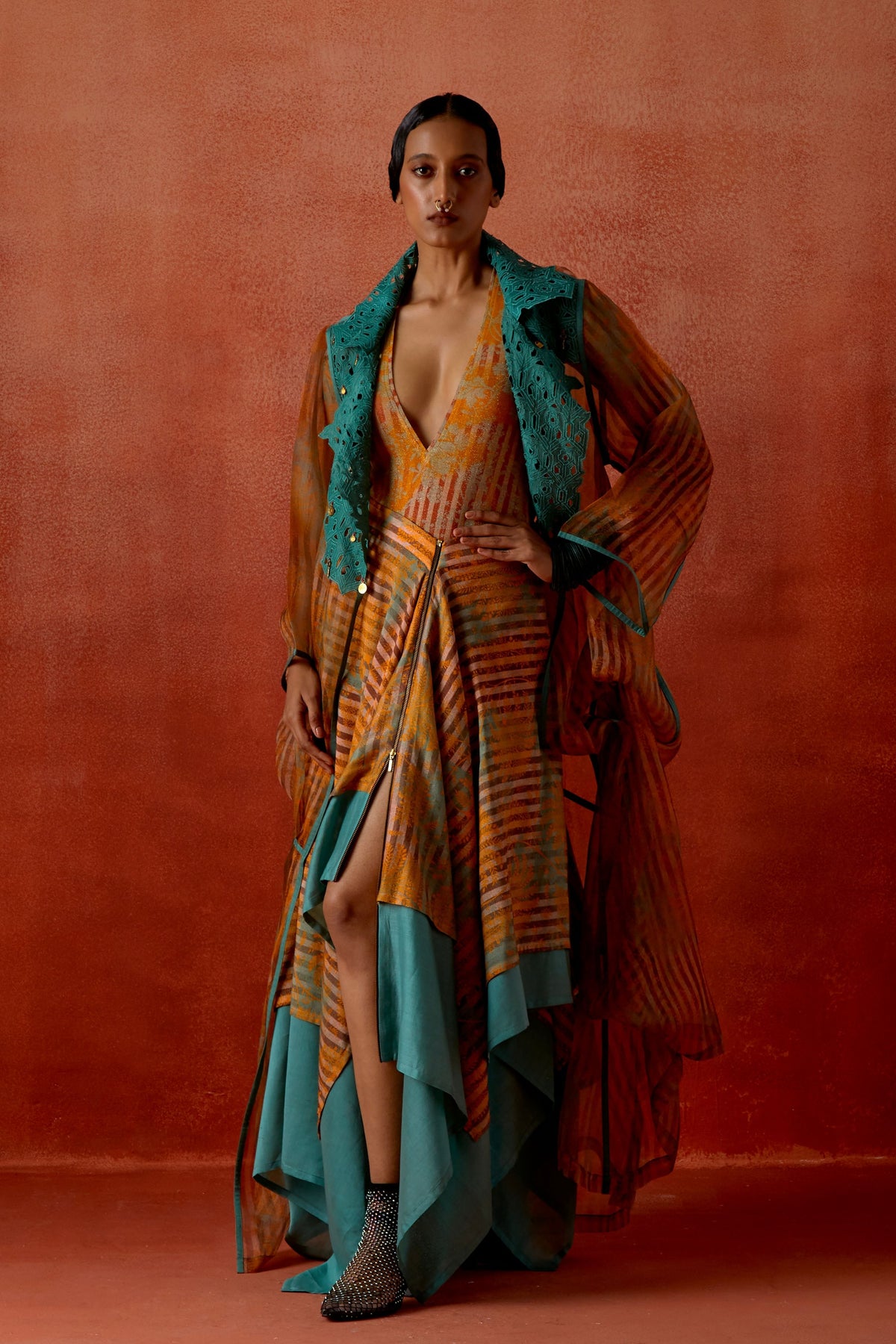 Printed Organza Skirt Set