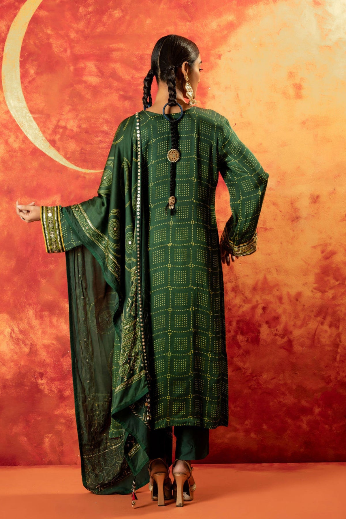 Sitara Ajrakh Green Kurta Set