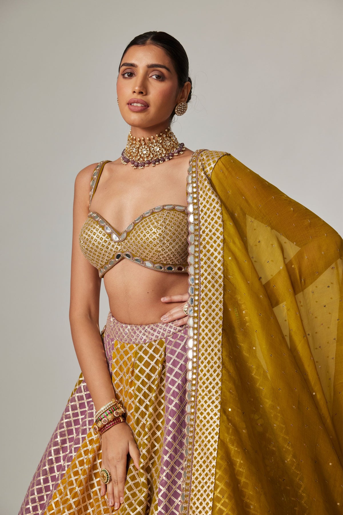 Mustard Multicolor Lehenga Set