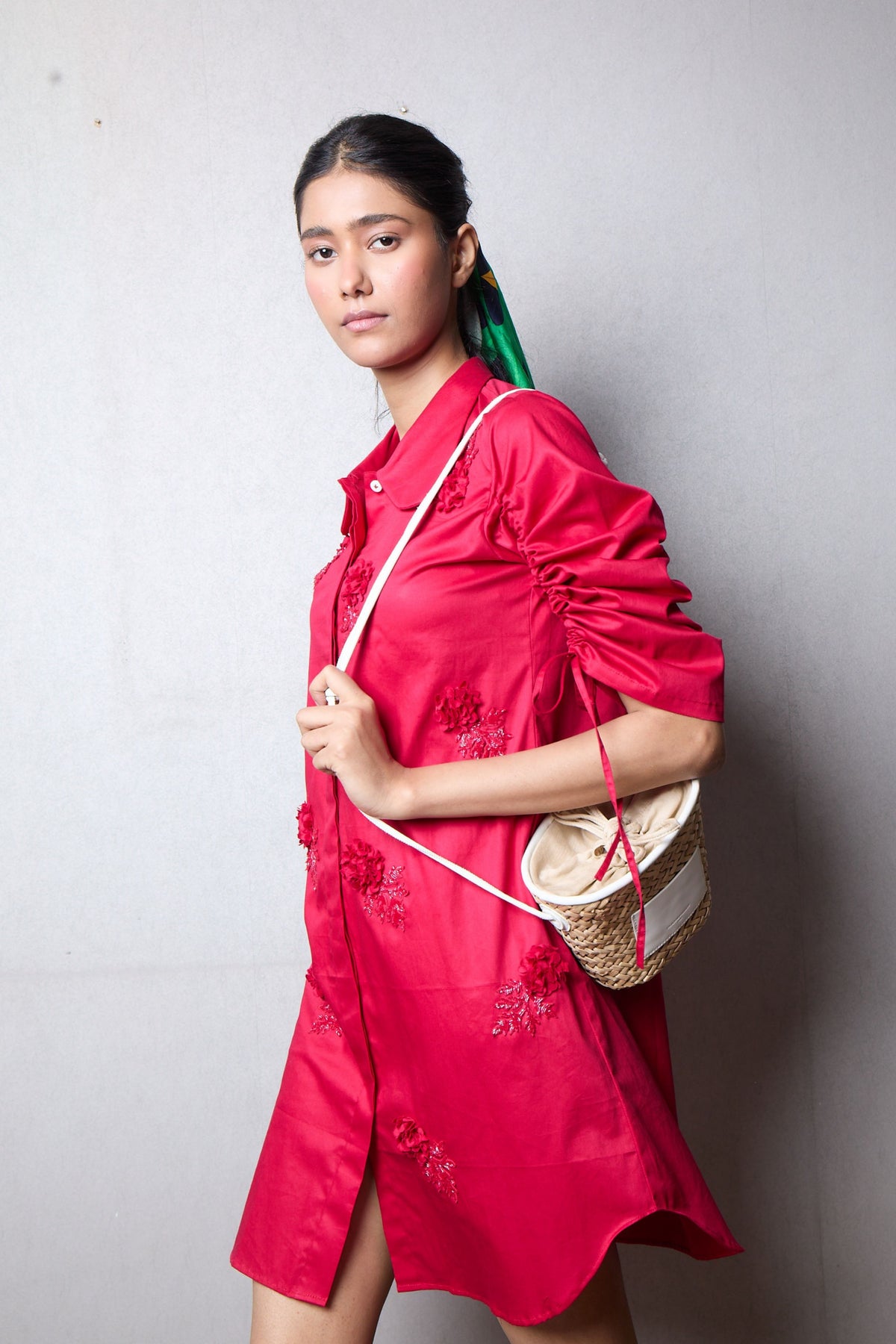 Poppy Parade Drawstring Red Dress