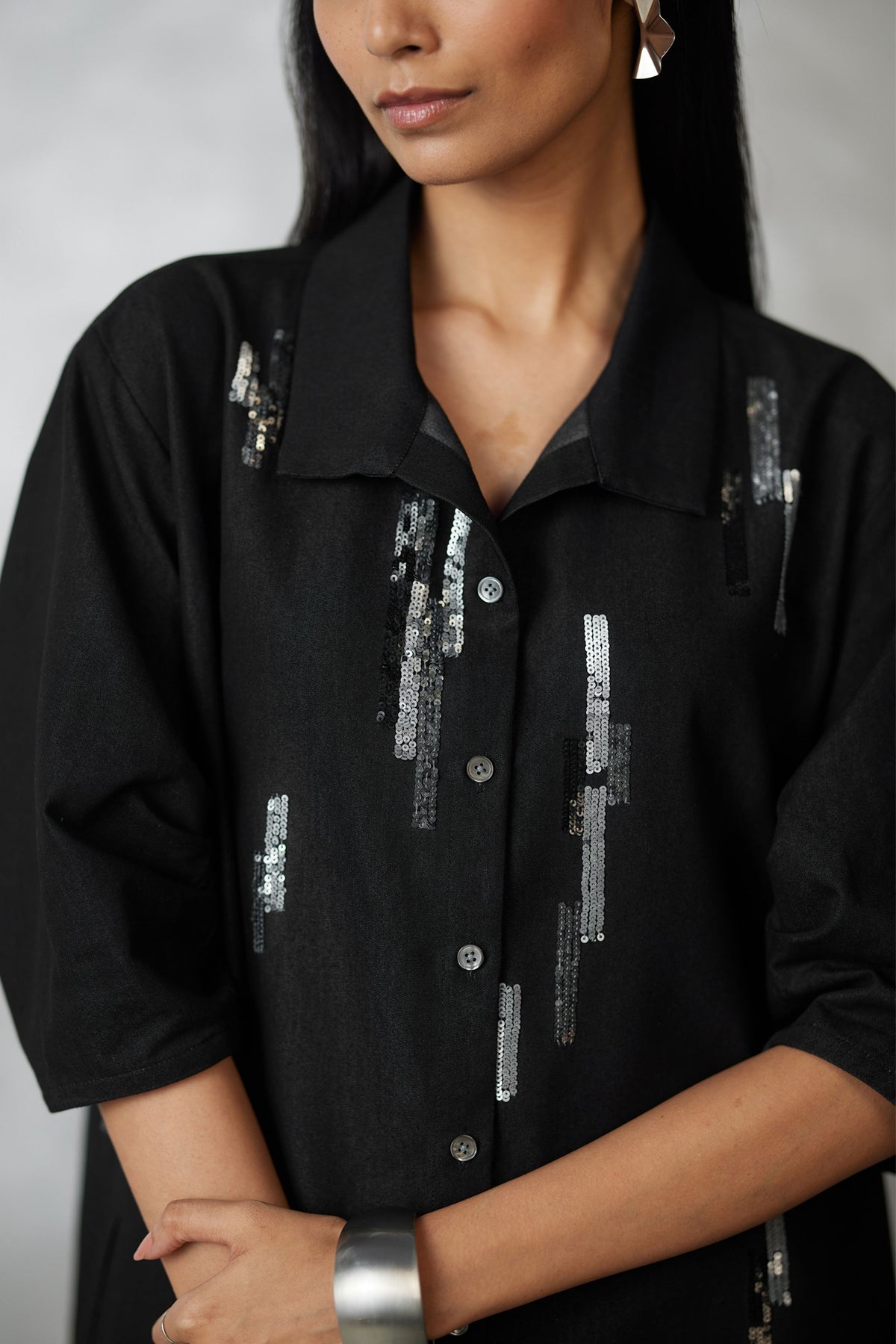 Bubble Sleeve Lounge Black Dress