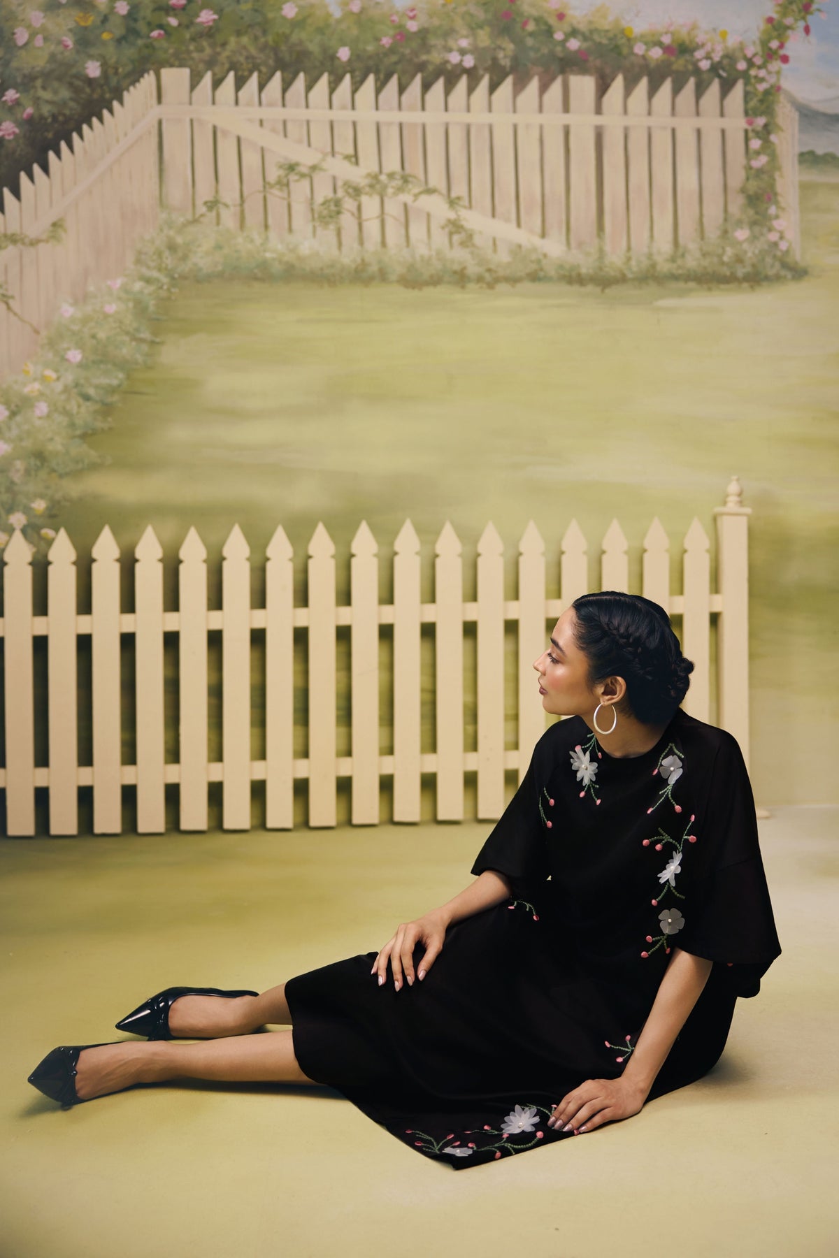 Black Midnight Bloom Shift Dress