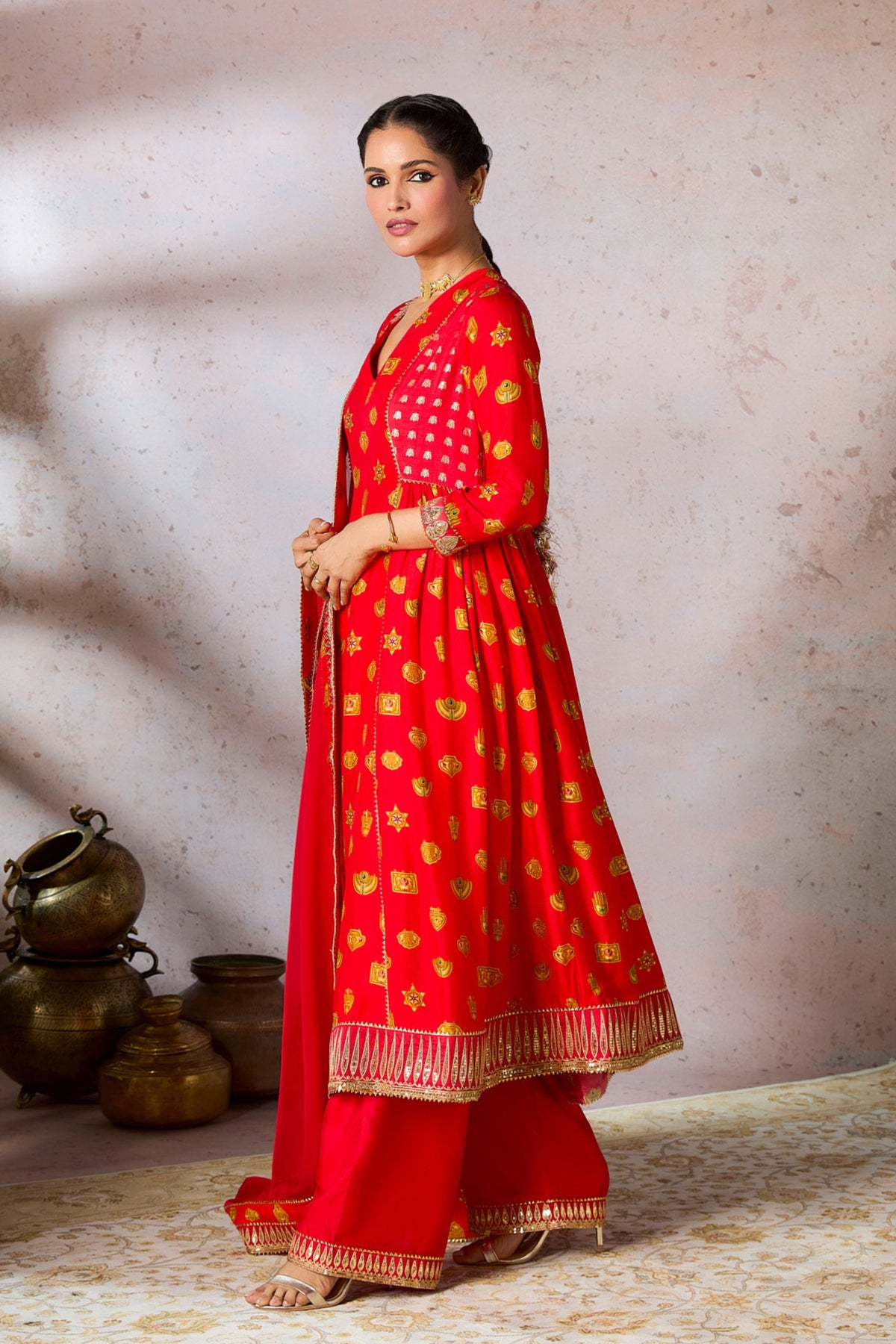 Red Trinkets Kurta Set