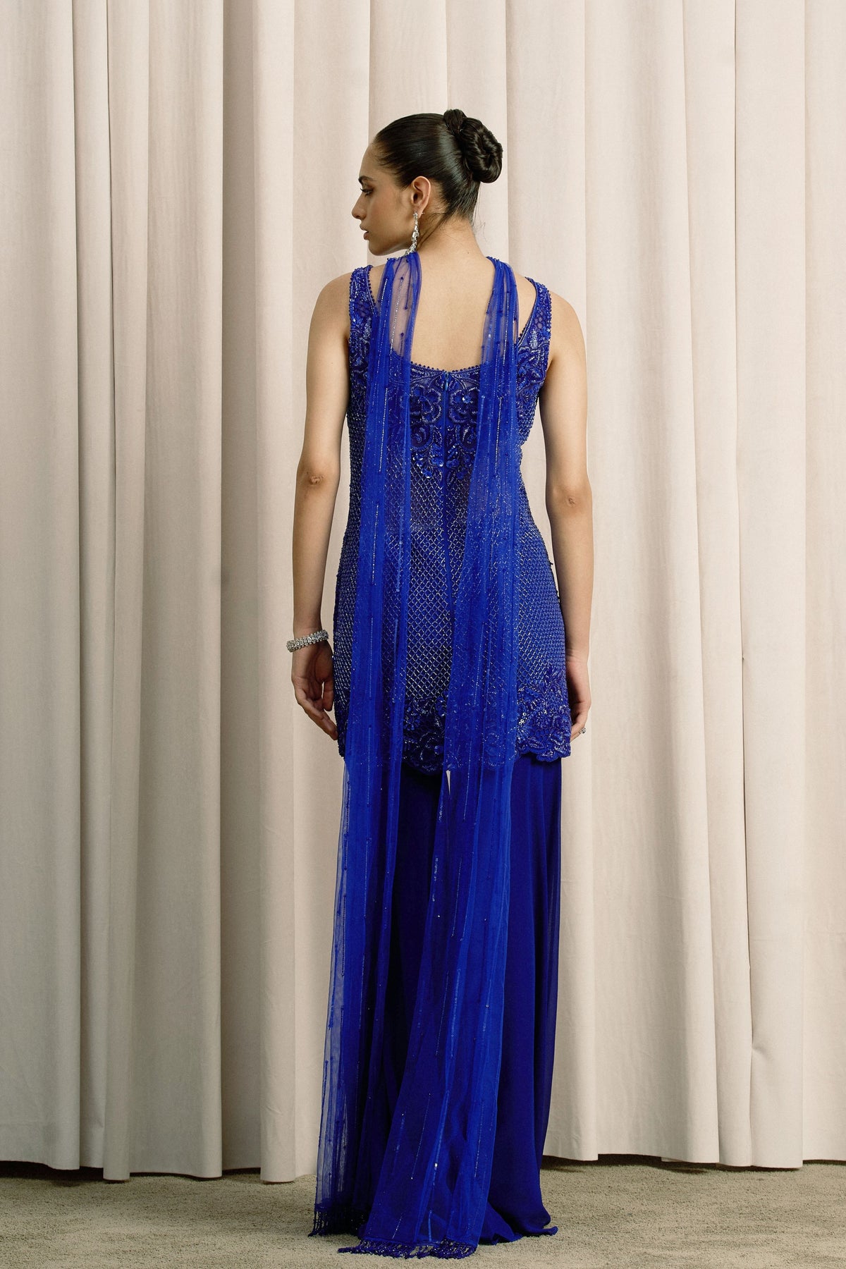 Royal Blue Embellished Sharara Set