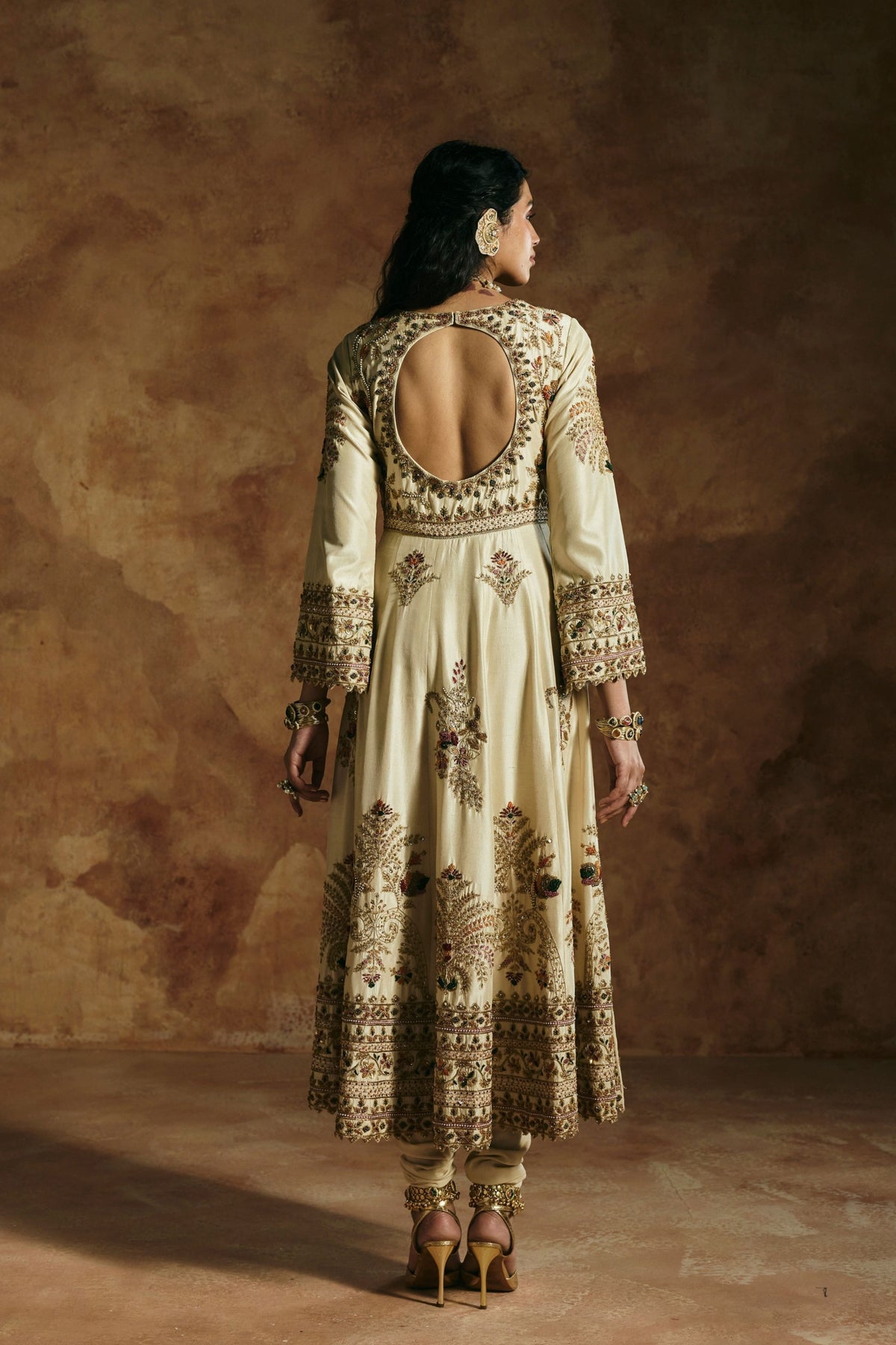 Ivory Zardozi Anarkali Set