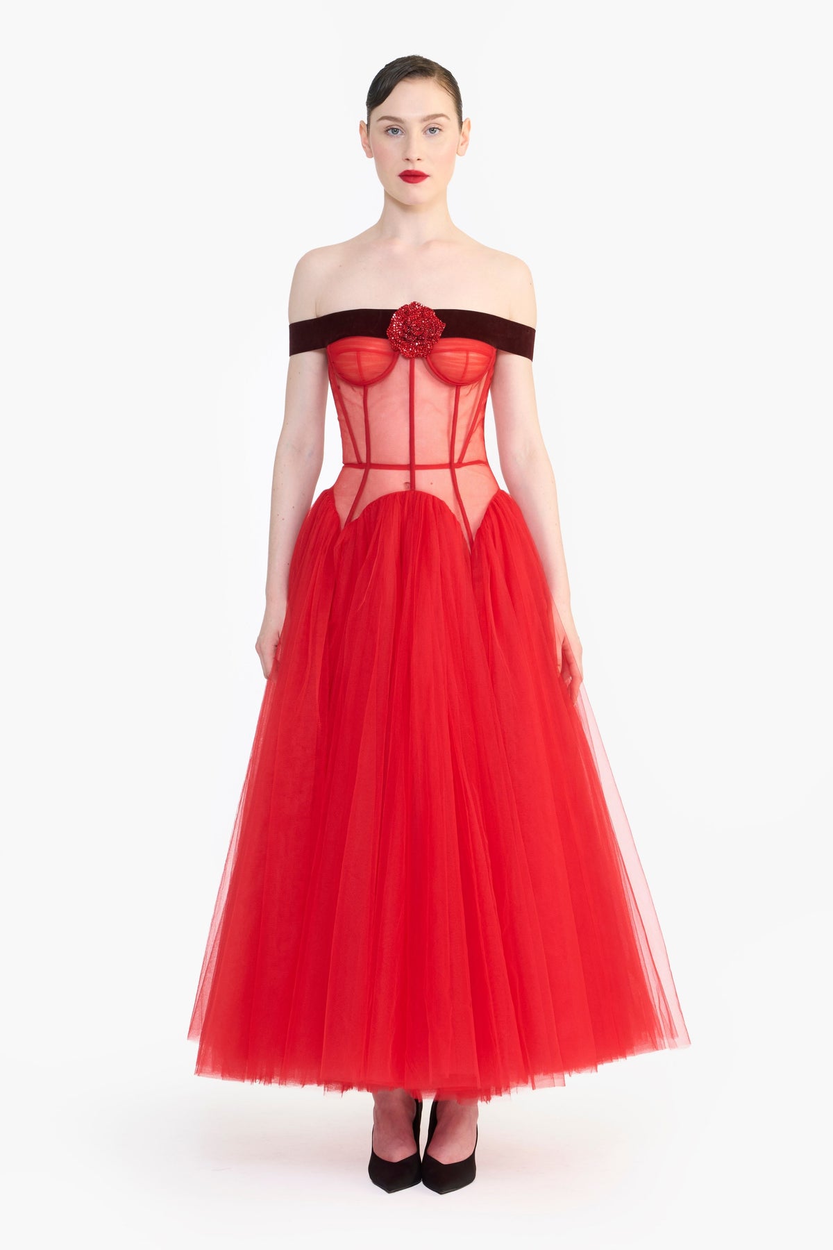 Drop Waisted Corseted Midi Dress