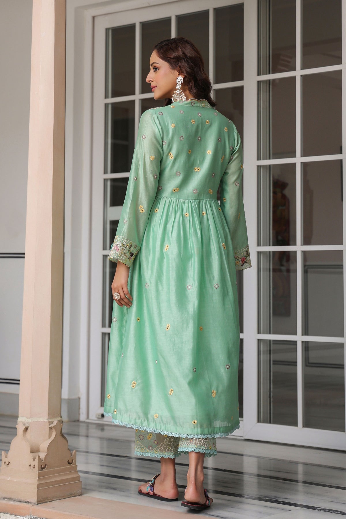 Gulzar Green Frockstyle Kurta Set