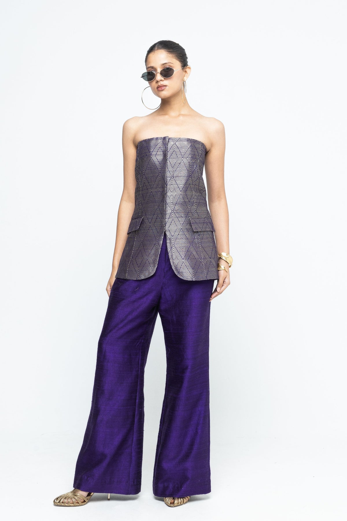 Tiya Purple Tube Jacket Set