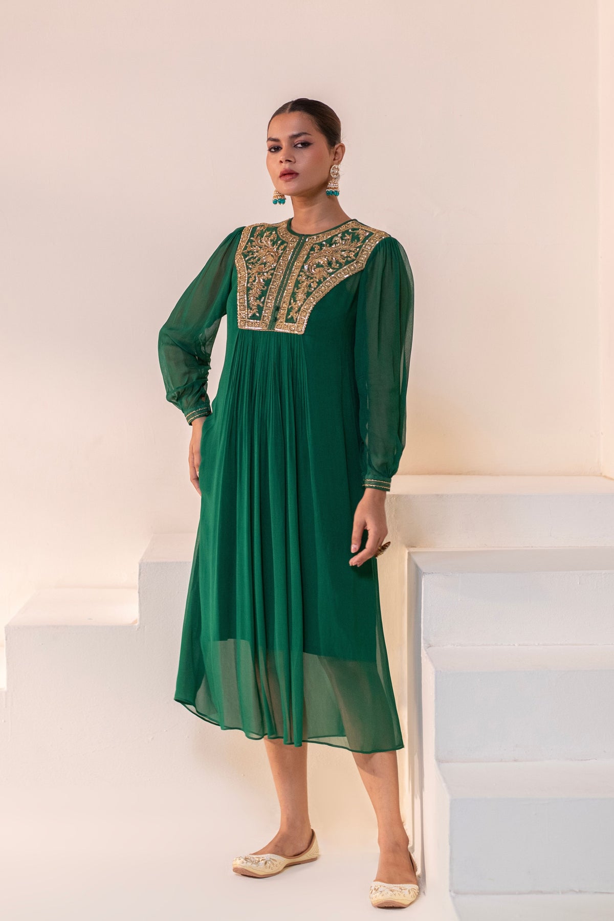 Emerald Green  Embellished  Dress