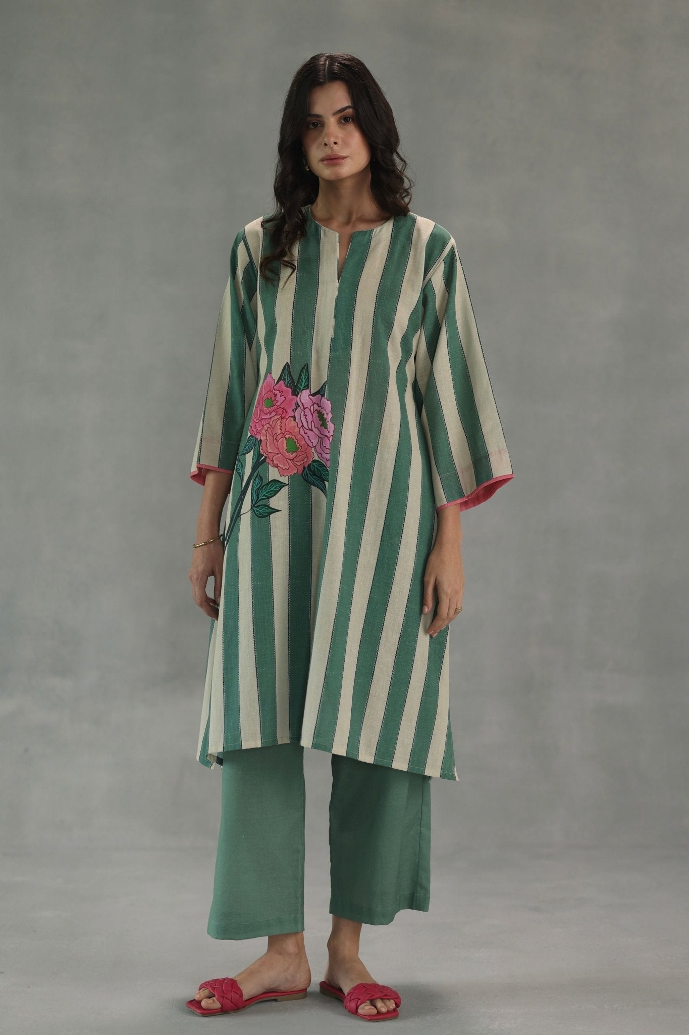 Carolina Kurta Set - Roza Pret - Elahe