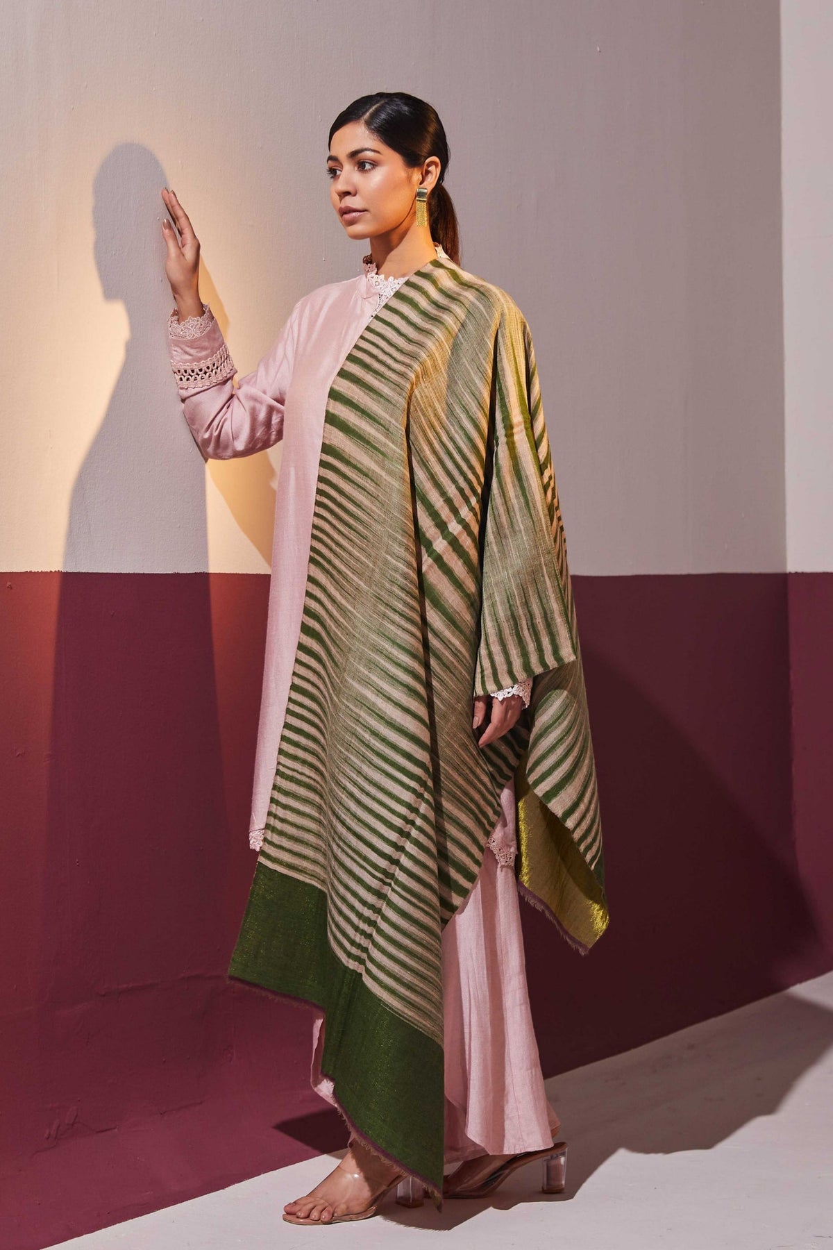Ekkat Reversible Seaweed Green Stole