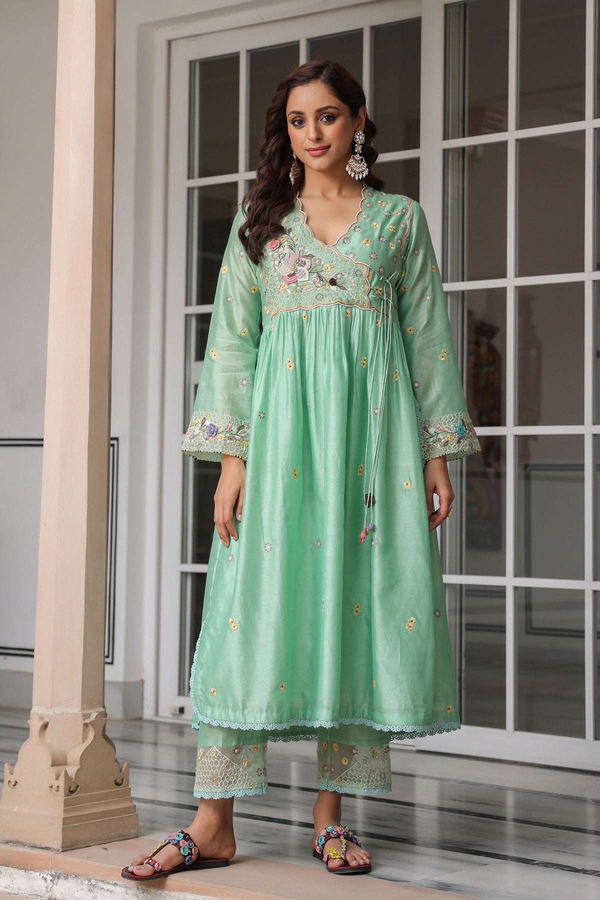 Gulzar Green Frockstyle Kurta Set