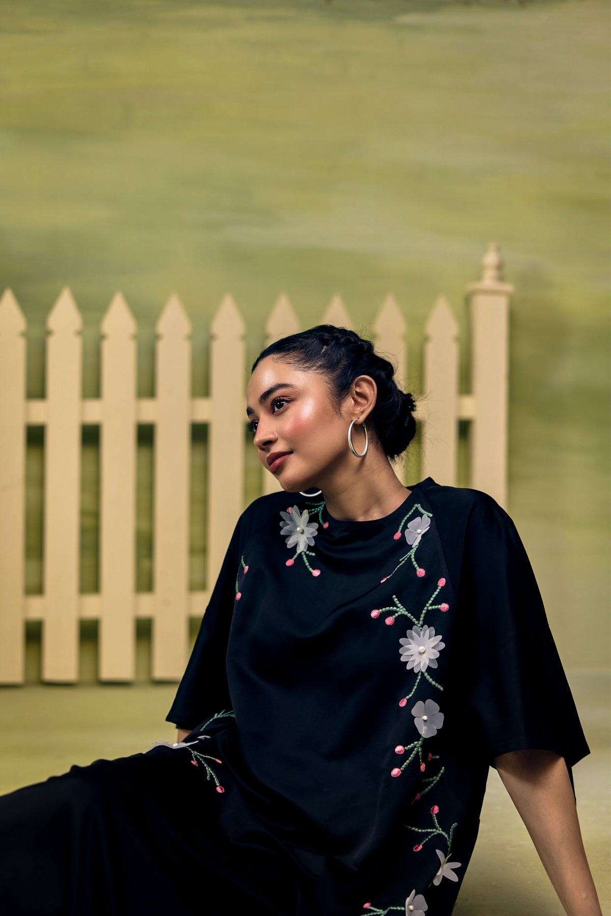 Black Midnight Bloom Shift Dress