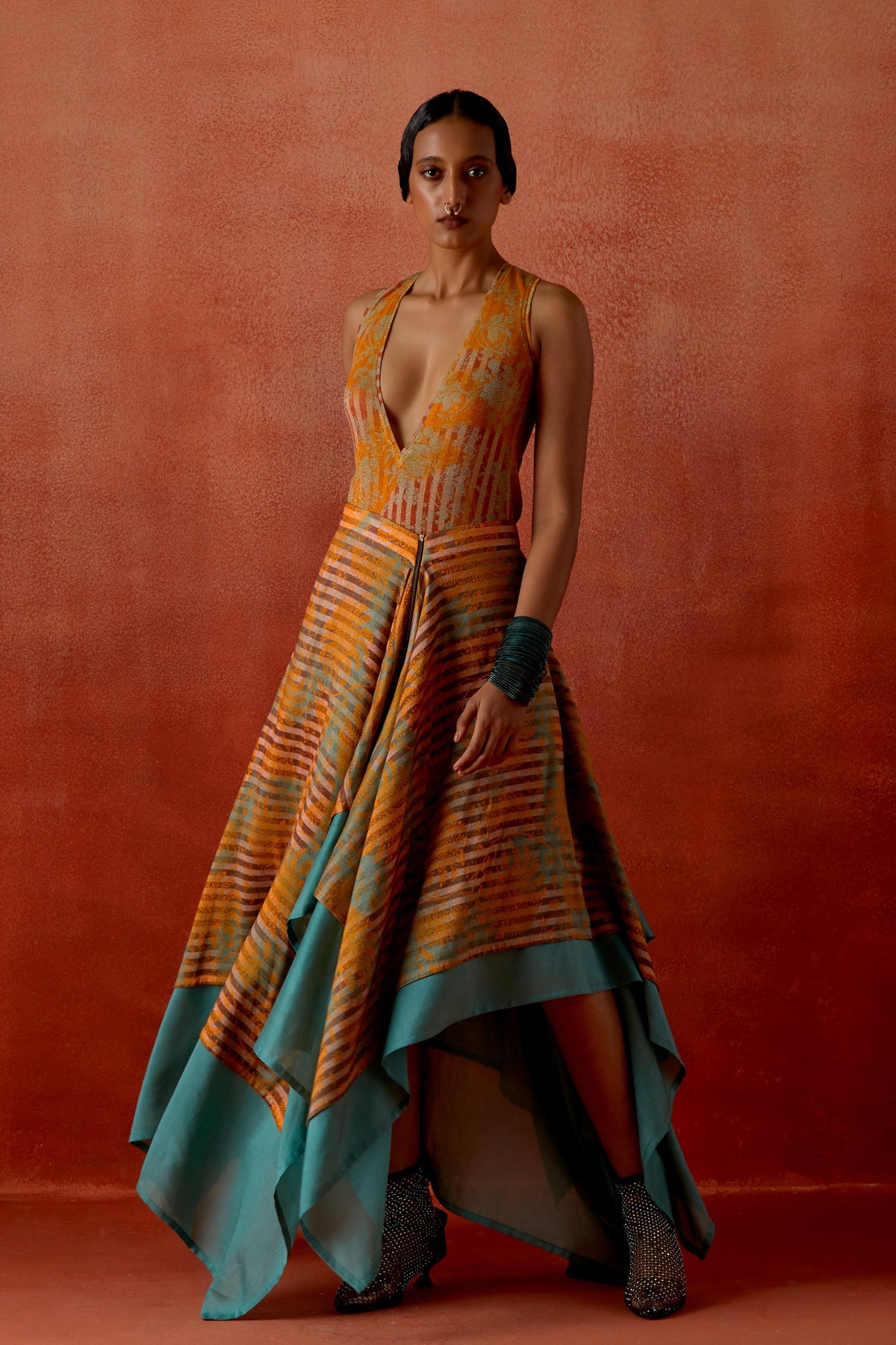 Printed Organza Skirt Set