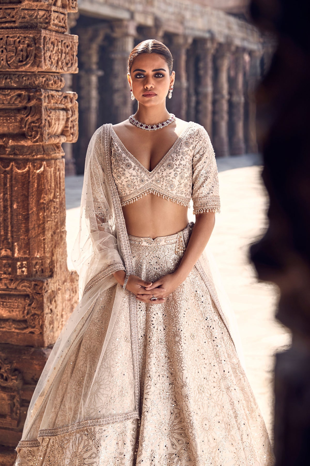 The Turkish Gota Ekru Lehenga Set