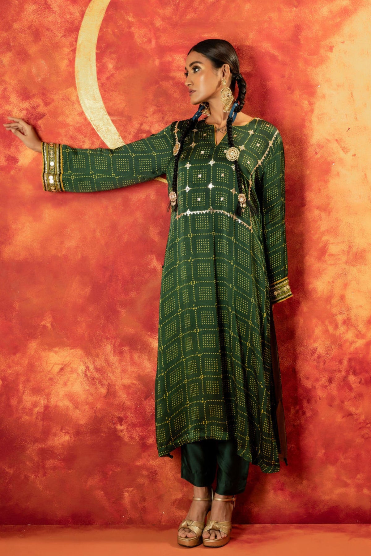 Sitara Ajrakh Green Kurta Set