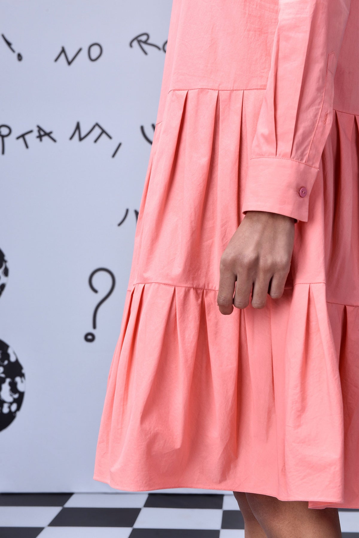 Sequenced Placket Dress Coral Peach