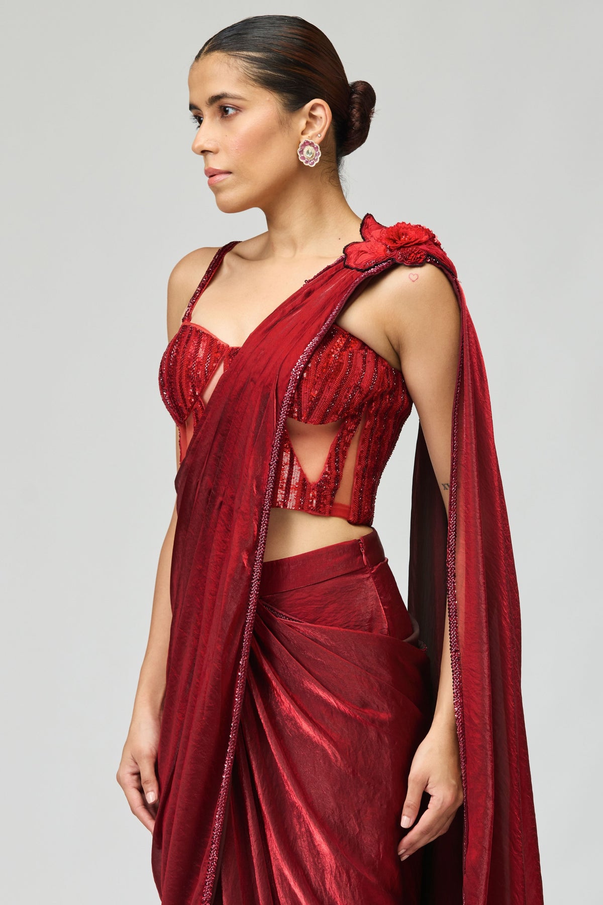 Red Saree Set