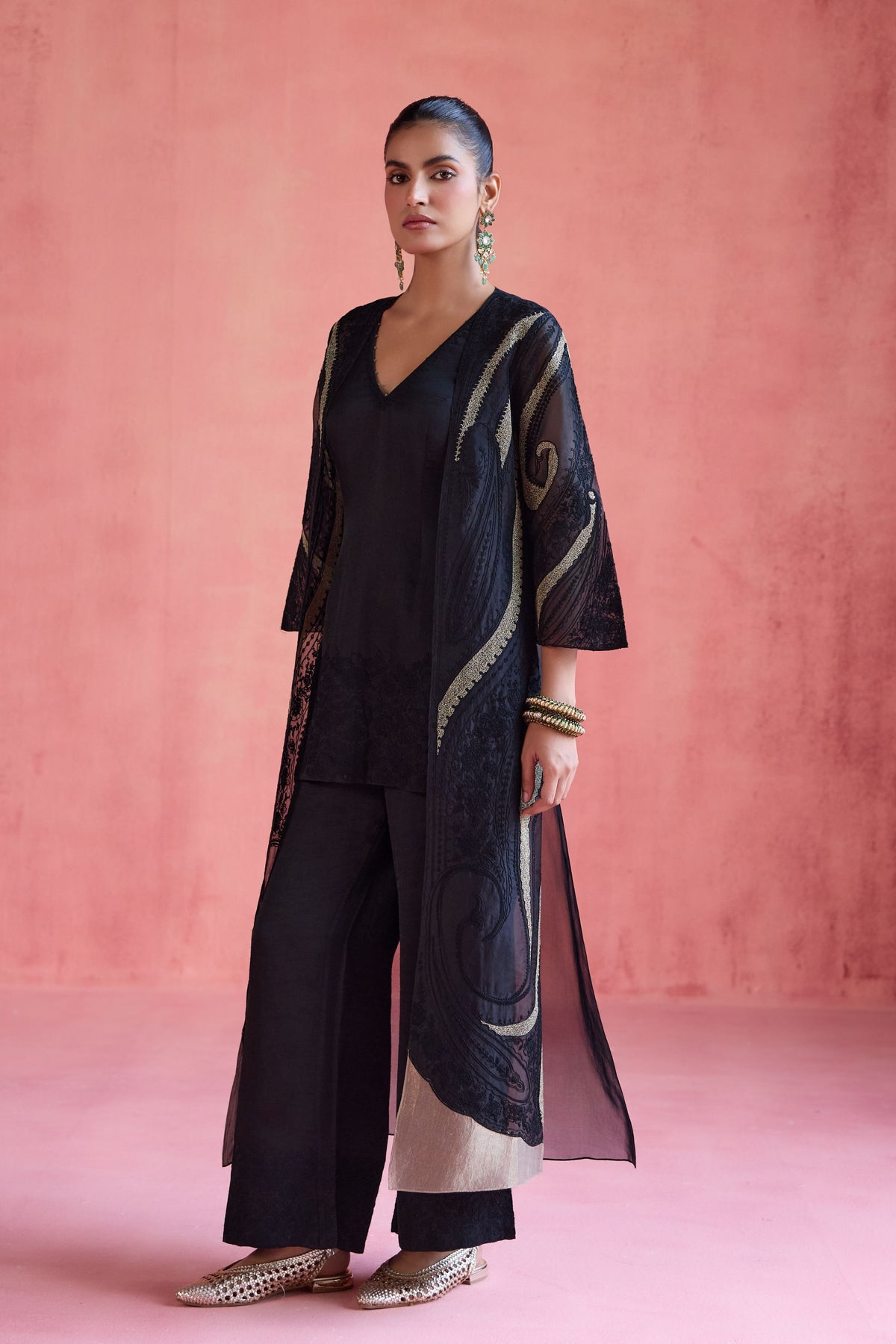 Shireen Black Jacket Set