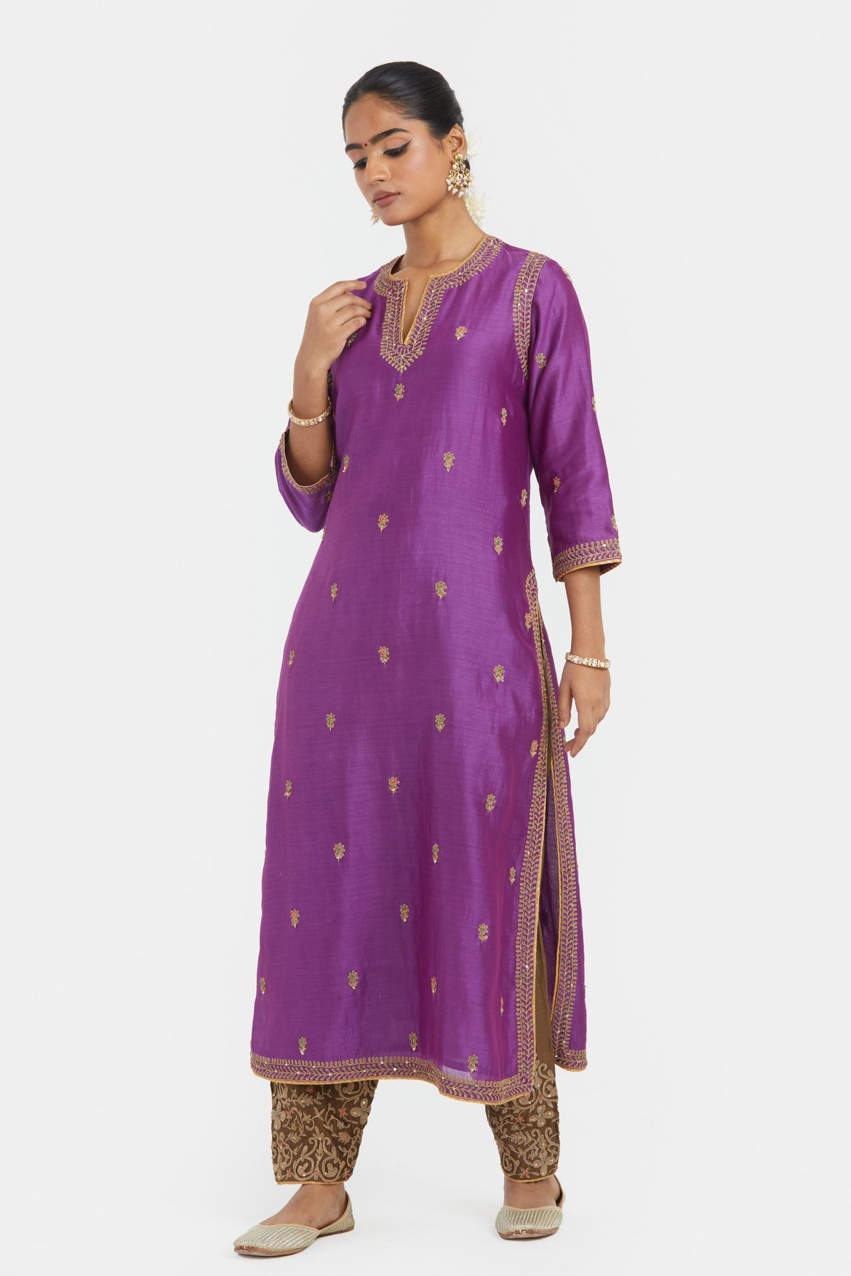 Chanderi Straight Kurta Set