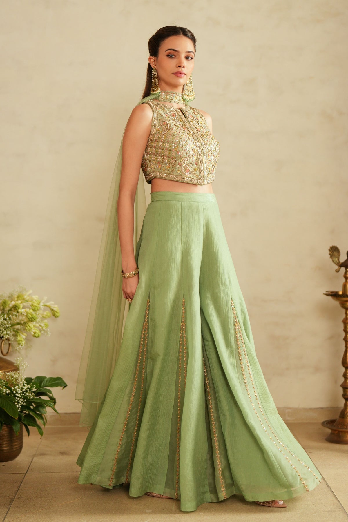 Aqua Green Kali Sharara Set